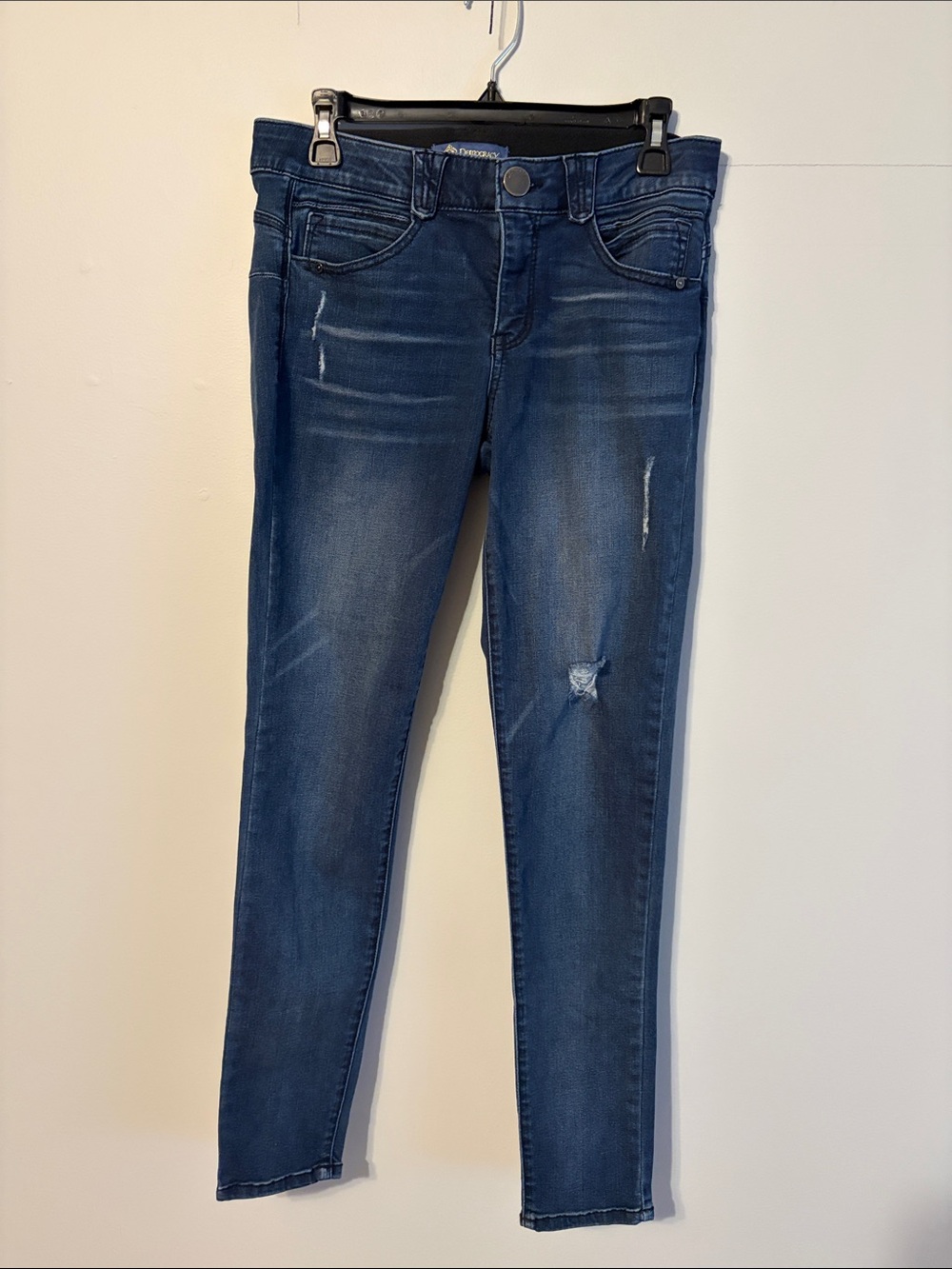 Democracy Dark Blue skinny/jegging Jean  with Light Distress. 8.